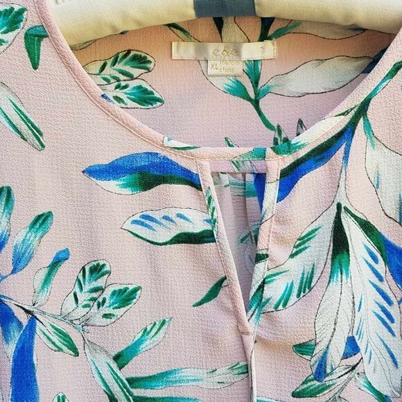 C & E Pink Tropical Sleeveless Blouse size XL - Picture 7 of 9